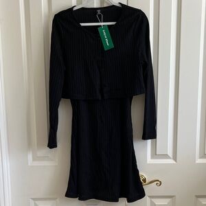 NWT SHEIN Curve 2XL Black Spaghetti Strap Dress and Cropped Cardigan Set